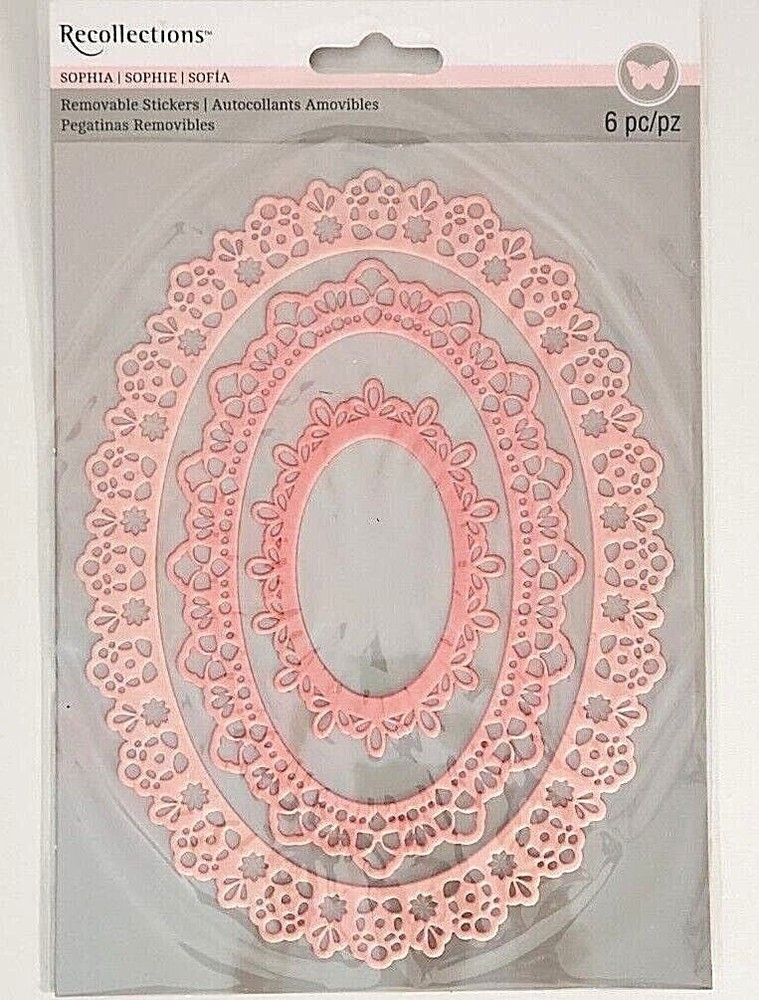 Recollections Sophia Collection PINK OVAL FRAMES Removable Stickers – pcs