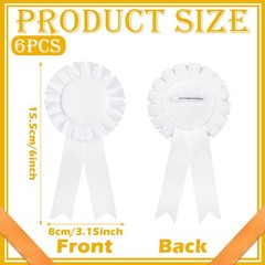 White Blank Award 1st Place Rosette Prize Winner Recognition Ribbons 6 PCS