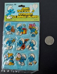 Vintage Puffy Stickers Smurfs Sheet 1980s Unopened