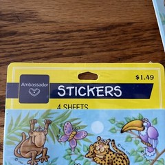Vintage 1989 Stickers 4 Sheets Ambassador Hallmark Animals Sealed Made In USA