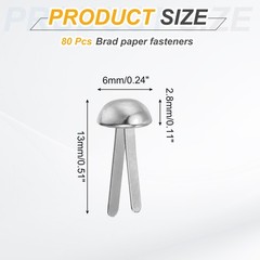80pcs 6x13mm Paper Clips, Silver Metal Dots