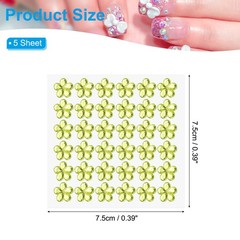 5 Sheet/180 Pcs Flower Self-Adhesive Rhinestone Sticker Light Yellow