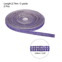 2Pcs Rhinestone Ribbon Purple Self Adhesive Rhinestone Strip 0.26″ x 3 Yard
