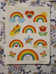 Vintage 1982 Hallmark Stickers Sheet Rainbows Butterfy Flowers Hearts Stars RARE