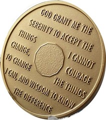 5 Year AA Medallion Premium Bronze Sobriety Token Chip Serenity Prayer Back