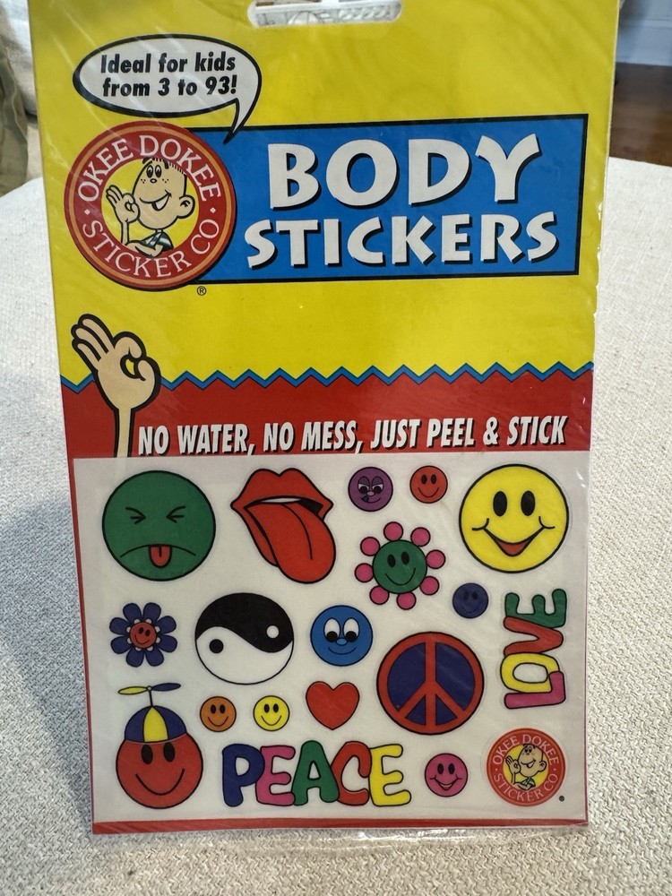 Groovy Peace Love Smiley Face Body Stickers NWT