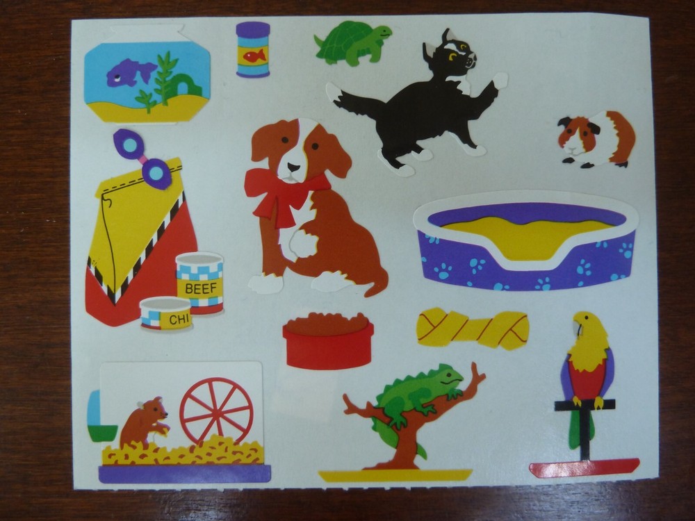Mrs Grossman Stickers PET SHOP – Partial Mod Sheet of Pets Store 1996 Dog Fish