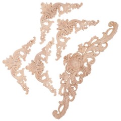 5PCS Furniture Decorative Chic Appliques Cabinet Wood Carved Home Decorations