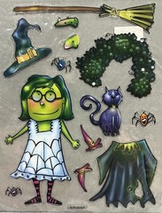 Rare Vintage Stickers Collectible Halloween Monster Creatures Witch Dress Up Set