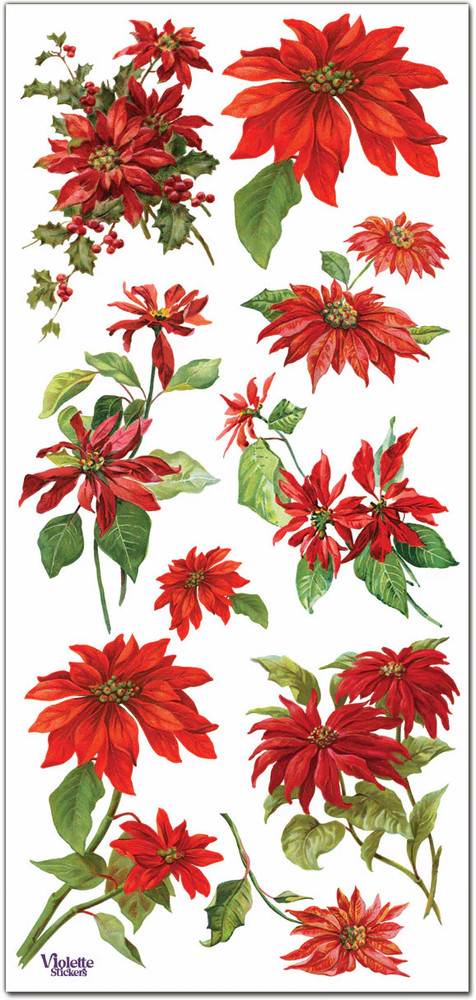Violette Stickers Christmas Poinsettia Plants Crafts Planner Supply Scrapbook