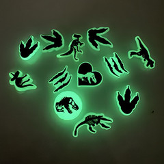 Dinosaur Footprint & Skeleton Croc Charms Set, Black & Gray