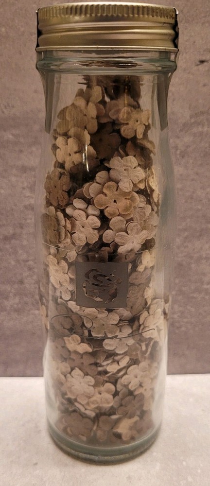 Prima Jar Got Flowers Ivory Cream Brown Paper Flowers New Crafting Scrapbooking