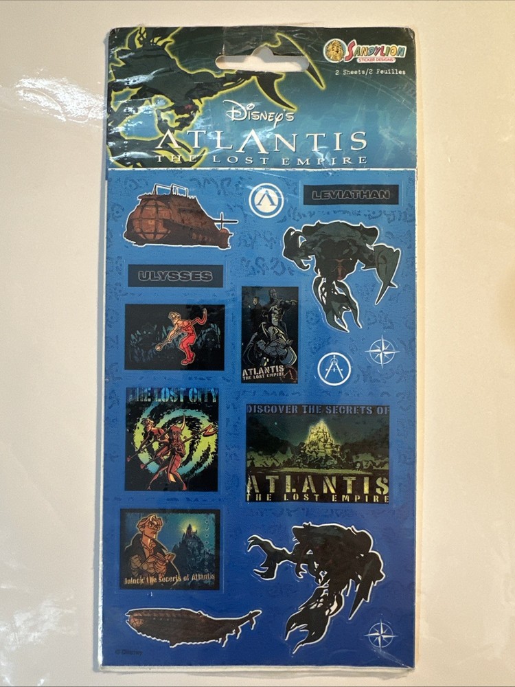 Vintage Sandy Lion Disney’s Atlantis The Lost Empire Stickers – New Sealed
