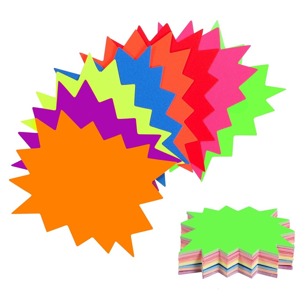 400 Pieces Yard Sale Price Stickers, Vision Board Supplies Starburst Neon Poster