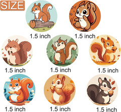 500PCS Cute Squirrel Stickers for Woodland Animals Birthday Party Favors