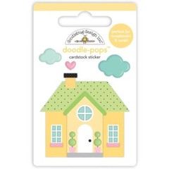Doodlebug Stickers Doodle-Pop 3D Cozy Cottage Yellow Green House Dots Clouds