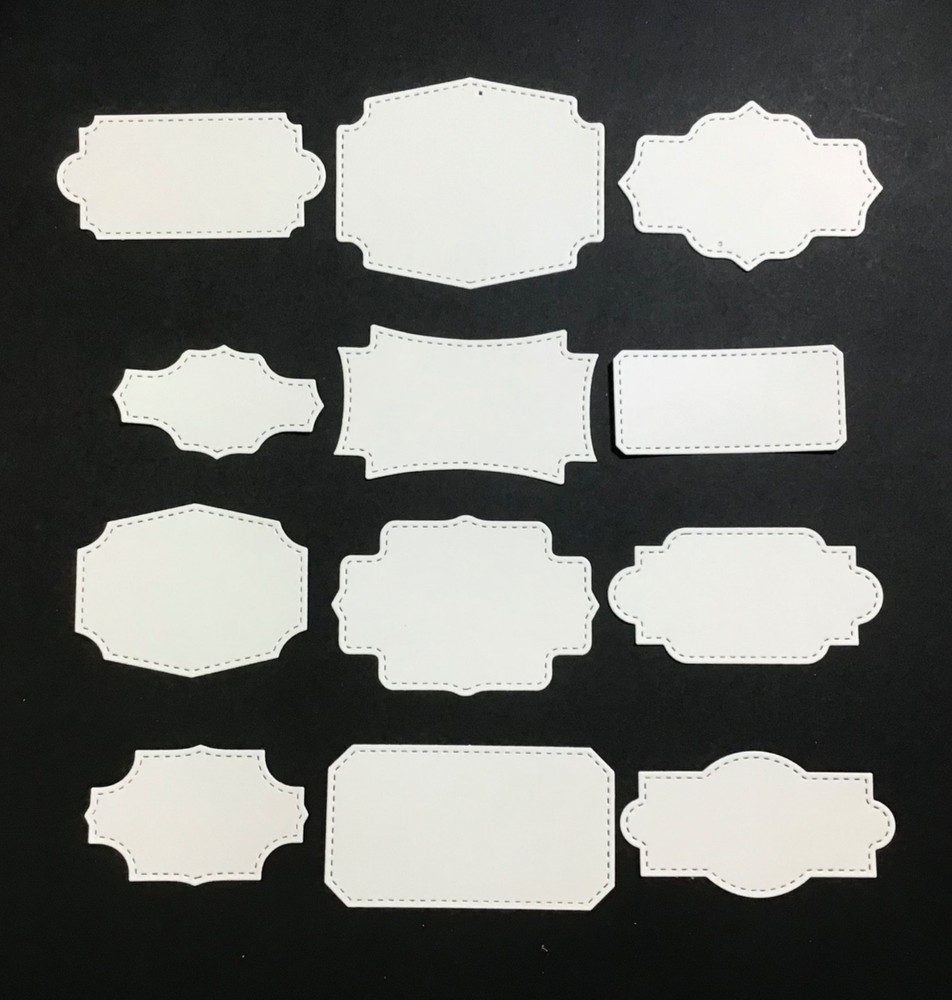 LABELS Borders Book Plates Die Cut Embellishments Set of 12 Designs & Sizes