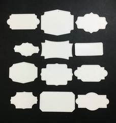 LABELS Borders Book Plates Die Cut Embellishments Set of 12 Designs & Sizes