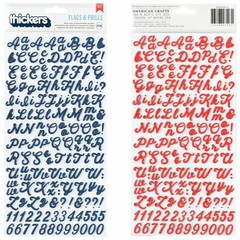 American Crafts FLAGS & FRILLS ALPHABET THICKERS (2) STICKER SHEETS scrapbooking