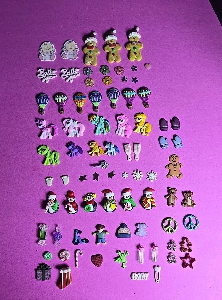 Lot Of 79 Pieces Mixed Miniatures For Crafting, Xmas Baby, Kid, Flowers, MLP ETC