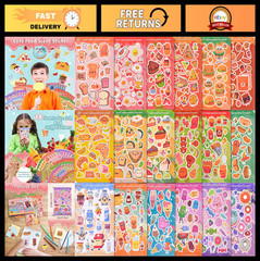 Scented Stickers for Kids – 1500+ Scratch & Sniff Food Theme, 72 Sheets, Classro