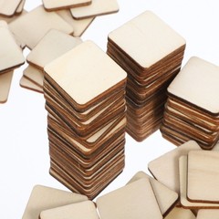 200 Pcs Square Blank Wood Pieces Unfinished Wood Slices Crafts 25 mm