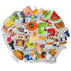 50 Cute Toddler Kid Stickers/Reward Motivational For Kids/Animal & Food Stickers