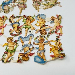 E Heller Angel Cherub Vintage Die Cut Lot of 24 Scrap Paper EAS #3062 Austria