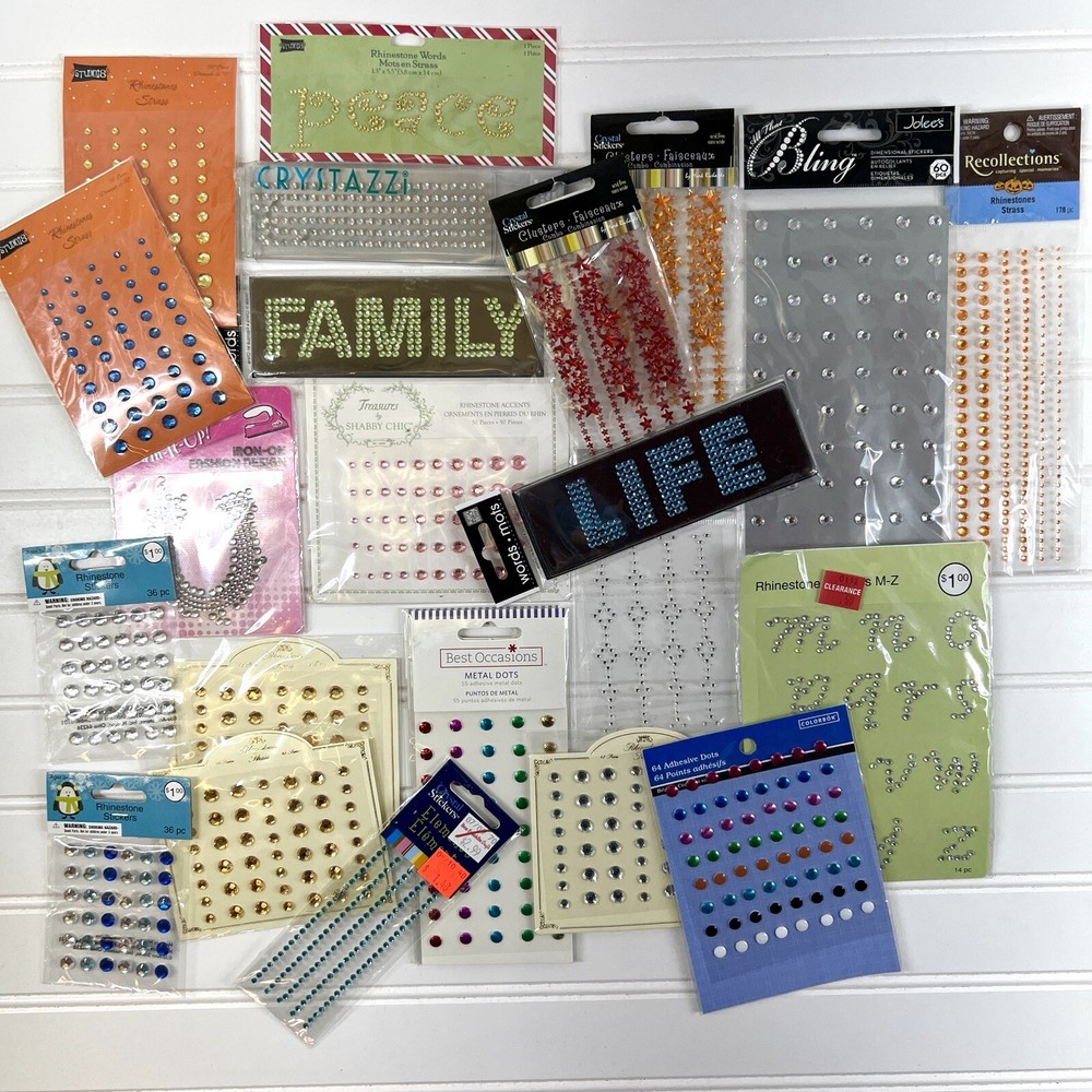Lot Gemstone Jewel Stickers Rhinestones 3D Self Adhesive Crafts Scrap Book Cards