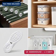 50 Sheets 1-100 Number Stickers, Small Round Vinyl Labels for Organizing
