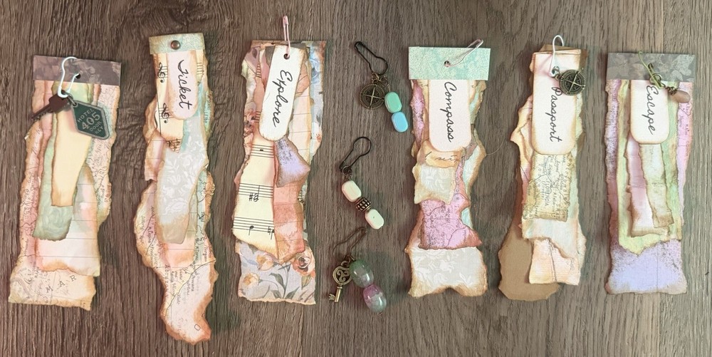 9 Junk Journal Explorer Adventure Dangles Hotel Tags Layered Handmade Charms