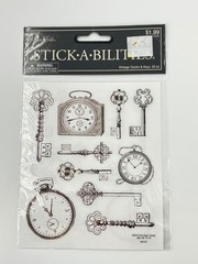 The Paper Studio Stickabilities Vintage Clocks & Keys Stickers 20 Pcs Acid-Free