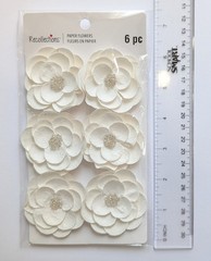 White Mulberry Paper Flowers Scrapbooking Embellishments By Recollections