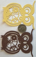 LARGE OWL GEAR Die-Cuts (2pc)Steampunk•Cogs•Sprocket •Earthtone•Machine•Antique