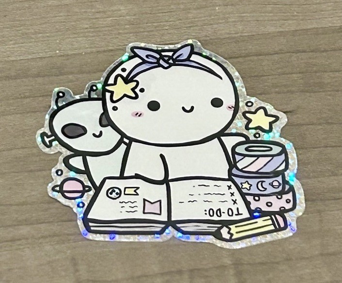 NEW TheCoffeeMonsterzCo Alien Galaxy Emoti Sparkle Vinyl Sticker TCMC