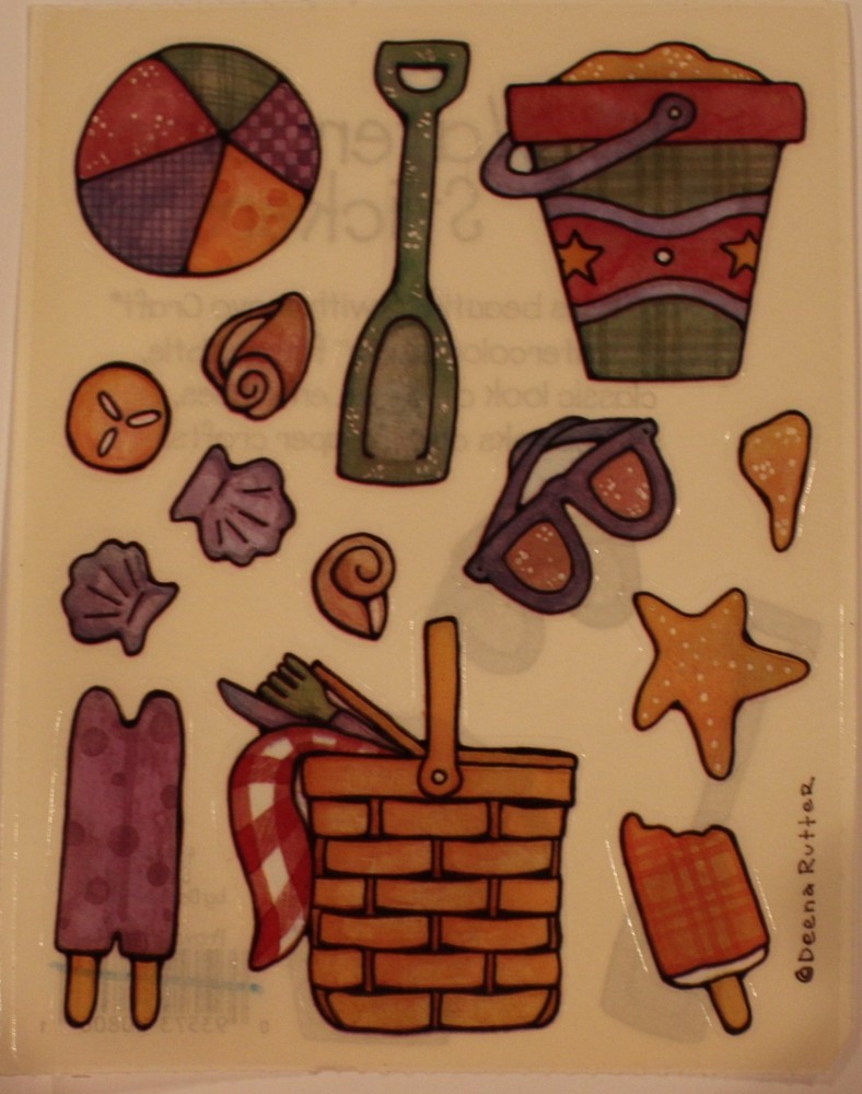 New Beach picnic sand popsicle shells ball Scrapbooking Stickers Provo Craft