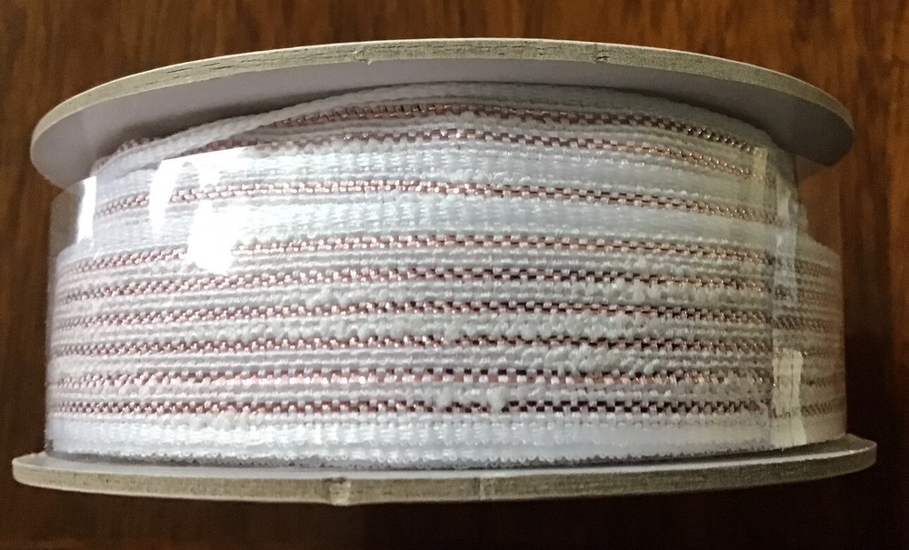 Stampin Up! ROSE GOLD & WHITE 5/8” Striped Ribbon NEW 10 Yards