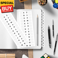 364PCS White Alphabet Tabs, A to Z 26 Letters Alphabet Stickers, Alphabetical Ta