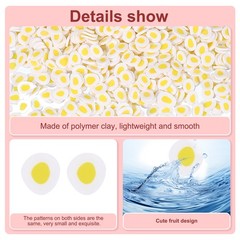 Polymer Clay Slices, 100g Poached Egg Slice Fruit Art Slices, Yellow White