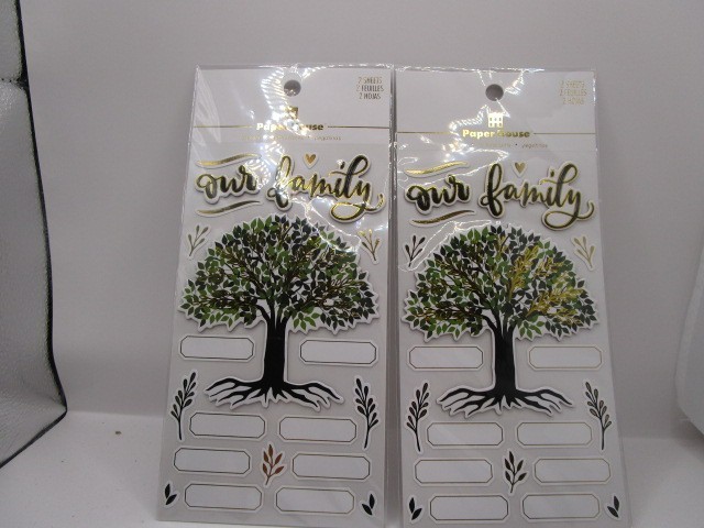2 PACK Die-Cut Dimensional & Foil Accent Scrapbook Sticker Pack Our Family Tree