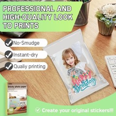 Quick Drying 4×6 Glossy Printable Sticker Paper – 50 Sheets for Crafting