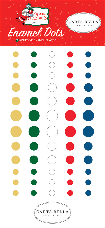 Crafts Enamel Dots CB Merry Christmas Green White Red Blue Large Small