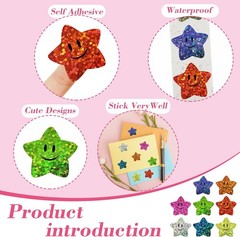 700pcs Smiley Face Star Stickers 1″ Sparkly Foil, Kids Reward & Classroom Use