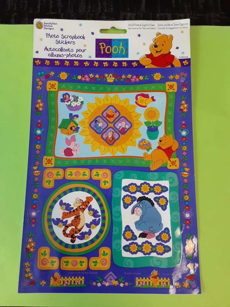 vintage Sandylion winnie the pooh scrapbooking large sticker sheet *damaged*