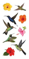 Stickers Paper House Slim Hummingbirds Flowers Blue Green Repeats