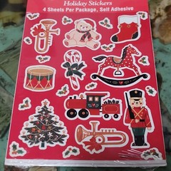 VTG 1980s American Greetings Christmas Stickers Cute Animals Toys 4 Sheets NOS