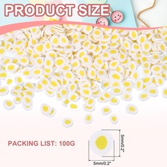 Polymer Clay Slices, 100g Poached Egg Slice Fruit Art Slices, Yellow White