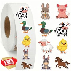 FZYJJJ Farm Animal Roll Stickers 1.5in 500PCS