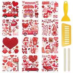 Wandic 12 Sheets Valentine’s Day Rub on Transfer Stickers Waterproof Decals Jour