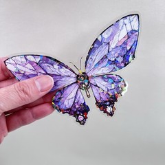 Large Holographic Butterfly Stickers Purple Junk Journal Collage